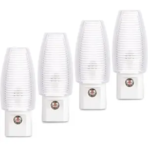 F-DLP06 Plug in Night Light, Warm White LED Nightlight, Dusk to Dawn Sensor, Kids, Nursery, Bedroom, Bathroom,Hallway, Stairs, Kitchen, 4 Pack