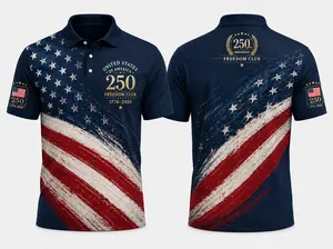 USA 250th Anniversary Freedom Club Patten Golf Polo Shirt Print Gift for Men Lightweight Outdoor