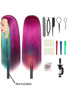 Professional 66cm Hairstyling Mannequin Head with Synthetic Hair, Realistic Braiding Practice for Salon & Beauty School, Durable Hairdresser Training Supplies