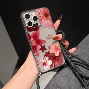 Space Transparent Phone Case with Convenient Lanyard, Shockproof Tpu Cover for iPhone 11/12/13/14 Pro Max/15 Pro/16 Plus/17/17 Pro Max