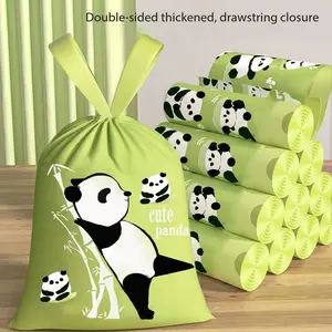 Cute Panda Drawstring Trash Bags, Durable Reusable Home Garbage Bags, Perfect for Family Use, Household Waste Disposal