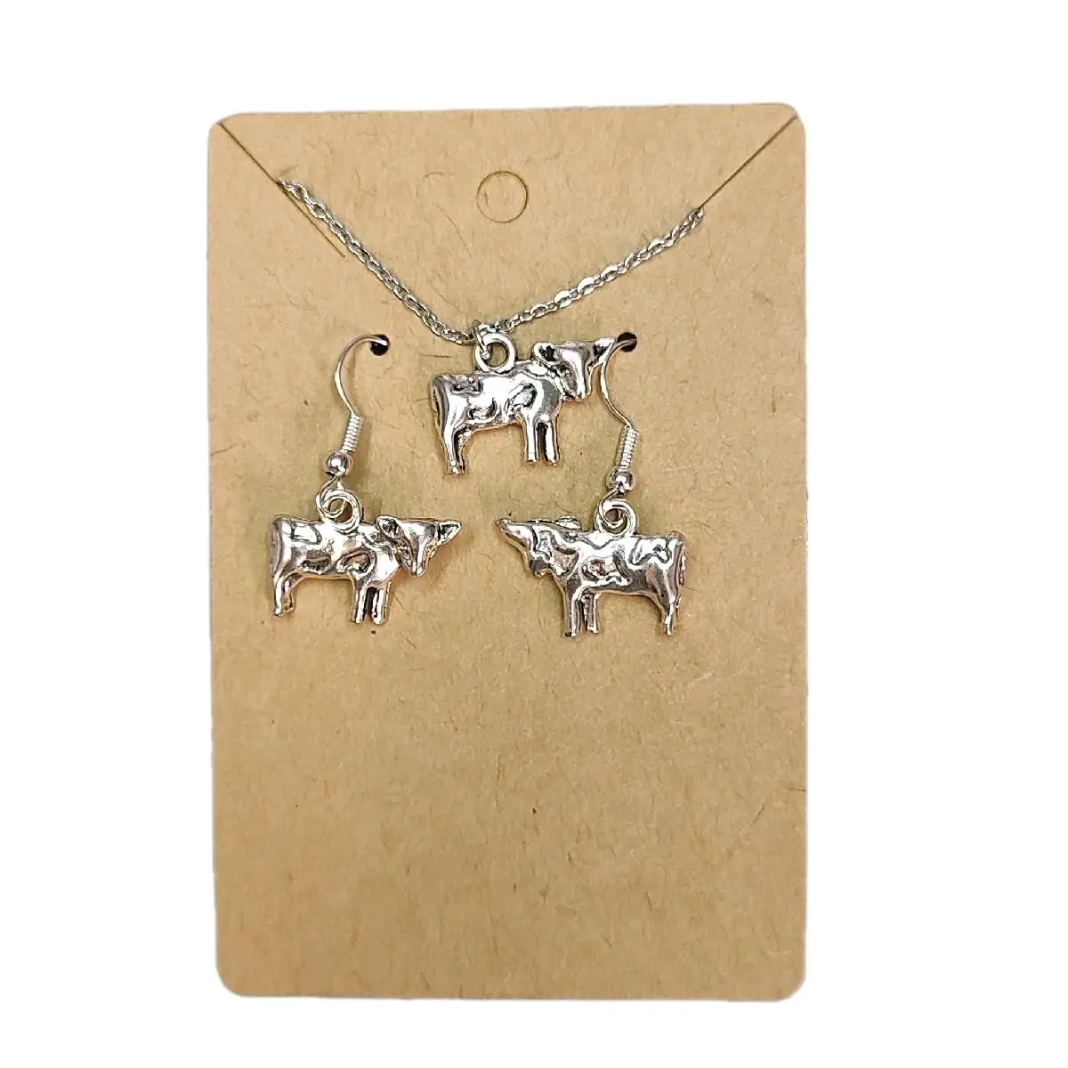 Cute Cow Necklace and Earring Set - Stylish and Unique Accessory