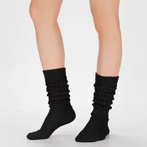 6 Pairs Black Casual Stacked Calf Socks for Women Men Soft Comfortable Everyday Wear Versatile Warm Socks