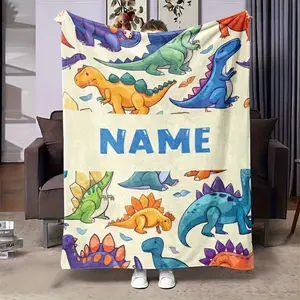 Personalized DinosaurBlanket Cute and Warm, Suitable for all Seasons Cartoon Dinosaur Pattern Blanket Cool Bedroom Bedding Blankets for Home Office Travel Camping