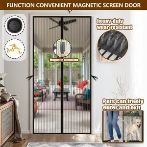 Summer Anti-mosquito Magnetic Screen Door | Heavy Duty Fiberglass Mesh, Self-Sealing & Tear Resistant, Easy Assembly, Pet-Friendly, Fits Standard Door Frames, Fine Mesh for Bedroom, Kitchen, Living Room, Dining Area, and Balcony