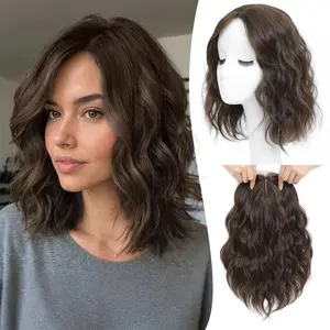 Ms Taj 11 Inch Natural-Looking Hair Topper for Women, Short Wavy Breathable Wiglet 6.5"x6.5" Base, Synthetic Volume Booster for Thinning Hair Coverage