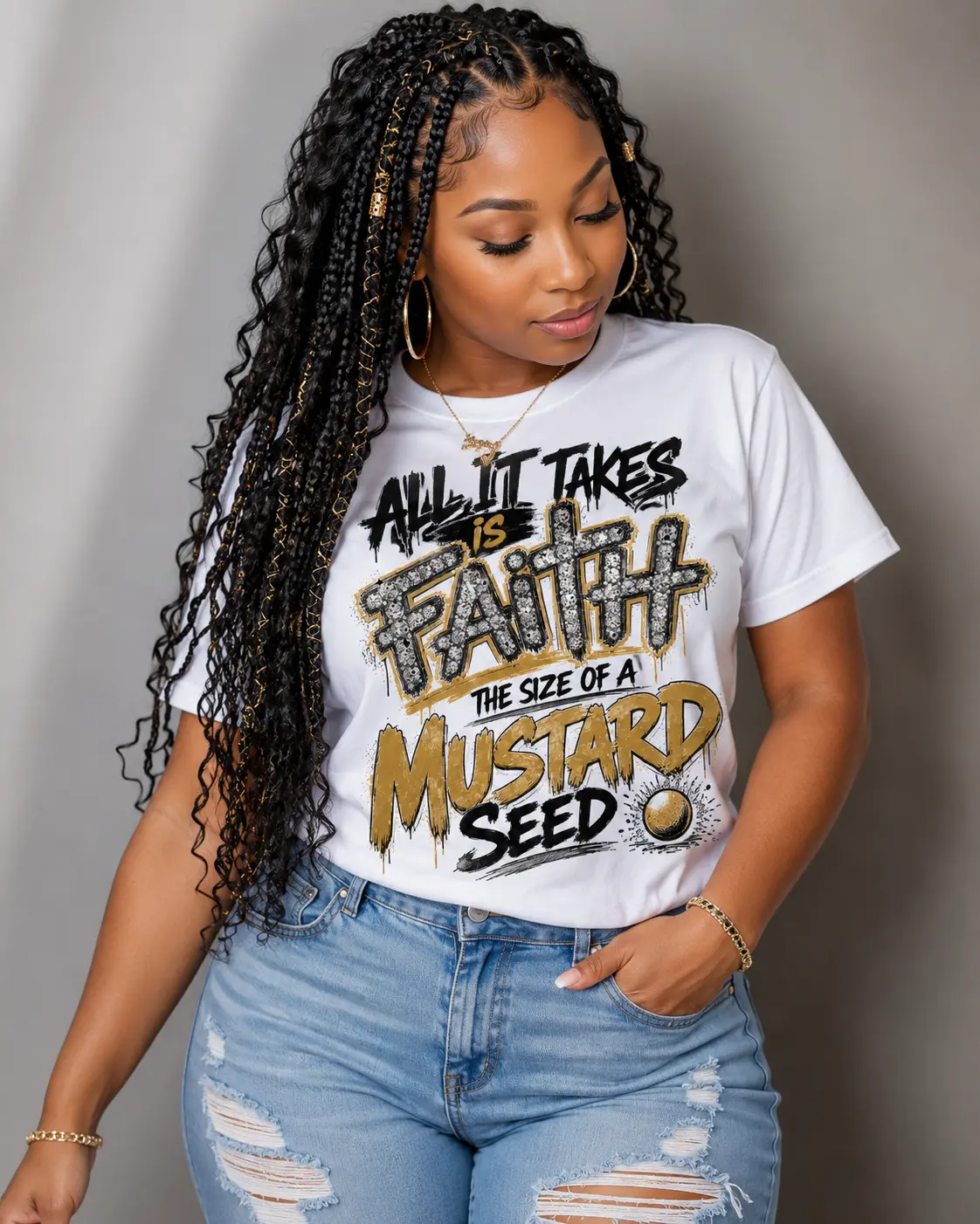 11 INCH All it Takes is Faith the Size of a Mustard Seed DTF Transfer