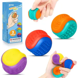 Household daily necessities Interchangeable Sensory Fidget Balls, 3 Pack 6 Textured Halves for Mix & Match Tactile Fun, Silent Silicone Stress & Anxiety Relief Toy for Autism, ADHD, Kids Adults, Ideal for Office, Classrom Prizes