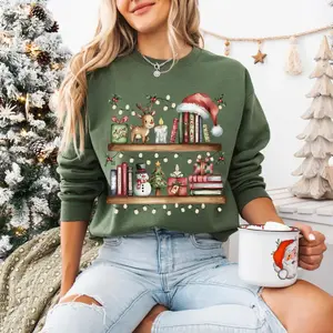 Bookish Christmas Sweatshirt, Book Lover Holiday Gift, Cozy Bookworm Christmas Sweater, Reading Sweatshirt, Librarian Gift, Teacher Xmas