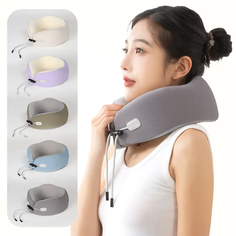 Memory Cotton U-Shaped Pillow Travel Office Plane High Speed Rail Sleeping Cervical Pillow Portable Neck Pillow Ultimate Comfort Memory Foam Design in Beige Purple Blue & Gray
