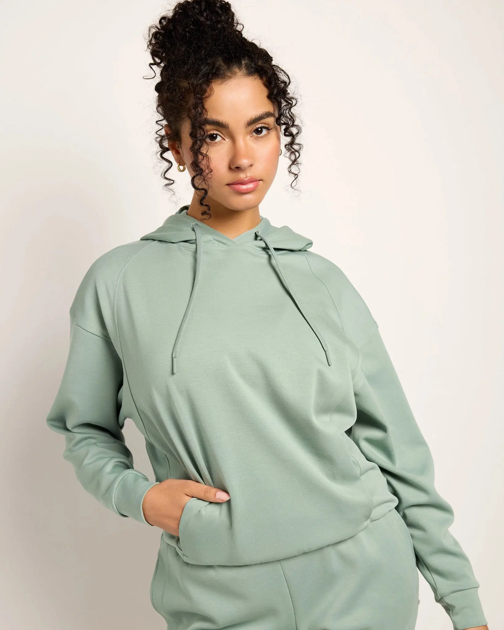 Women's Sojourn Double Knit Hoodie, Long Sleeve Pullover, Ribbed Fit, Kangaroo Pocket, Casual, Soft, Sweatshirts, Longsleeves, Tops, Pullover Hoodie, Relaxed Fit