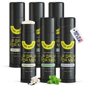 ChapChamp Mens Lip Balm - All Natural Mens Chapstick for Dry Lips -  6 Pack Assorted Flavors Lip Balm Men - Contains Vitamin E, Shea Butter, Cocoa Butter and Beeswax Chapstick Men - Made in the USA Moisturizing Skincare Aloe