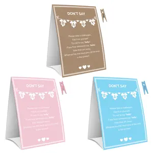 Party Hearty Baby Shower Games, Don't Say Baby Game, 1 Sign And 50 Mini Clothespins, Don't Say Baby Baby Shower Game, Baby Shower Ideas, Blue, Pink, Kraft