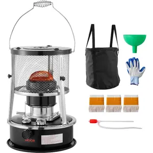 VEVOR 9000 BTU Portable Kerosene Heater Stove, 2 in 1 Non - Electric Indoor Outdoor Heater with Adjustable Height Flame Easy Storage, for Camping, Hunting, Cooking, Home, Garage, Black