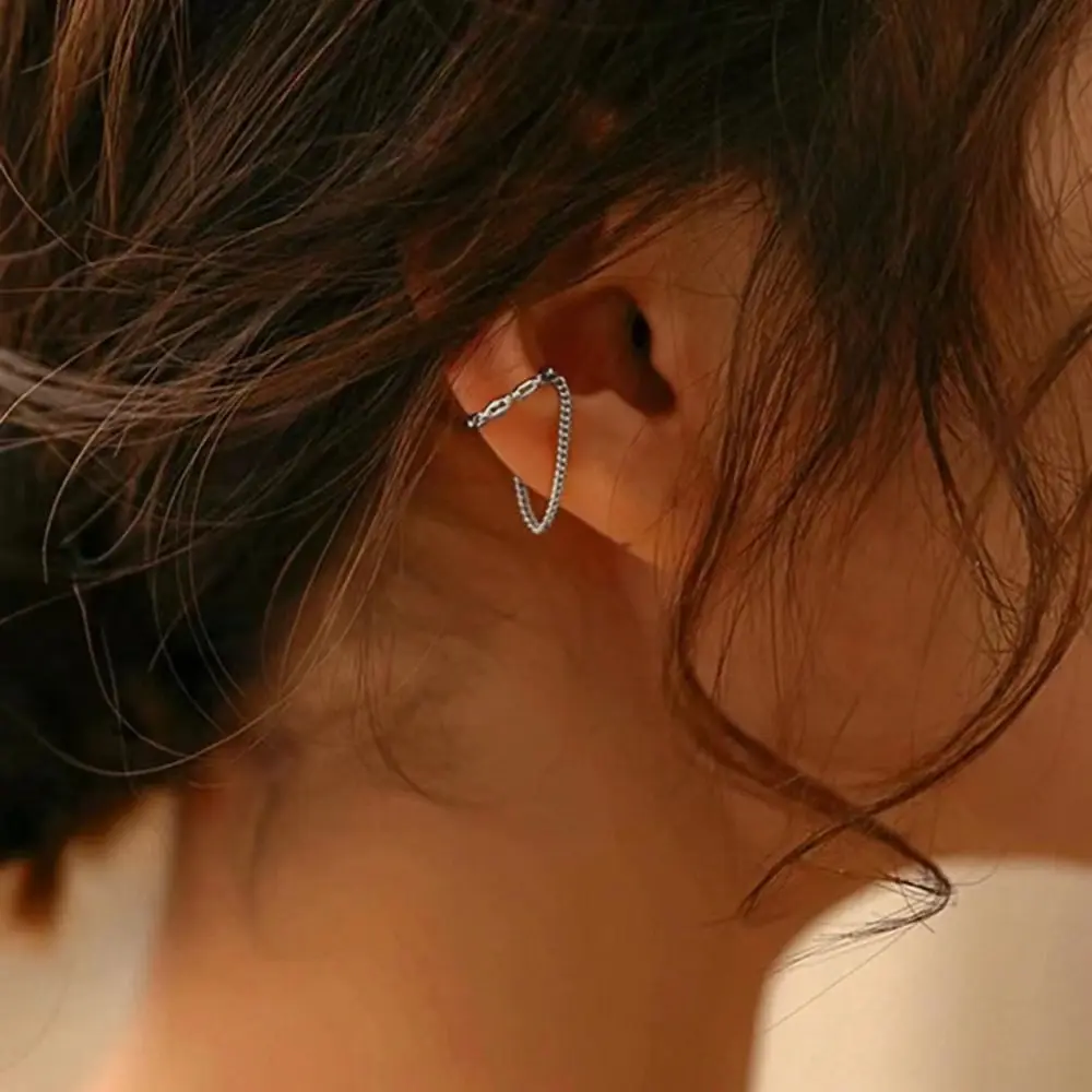 Women's Minimalist Chain Ear Cuff - No Piercing, Adjustable Ear Clip Fashion Costume Jewelry Accessory earring women