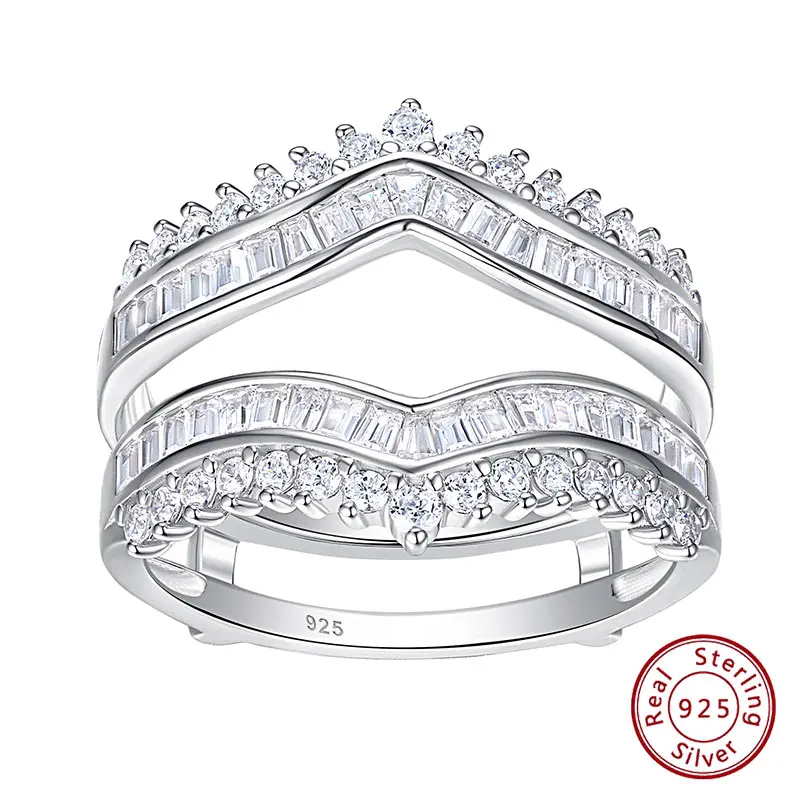 Women's 925 Sterling Silver Grand Ring Enhancer, AAAAA CZ Wedding Band, Trendy Fine Jewelry Bridal Gift Set BR1334_BAND, Wedding Ring Set, Real Rings