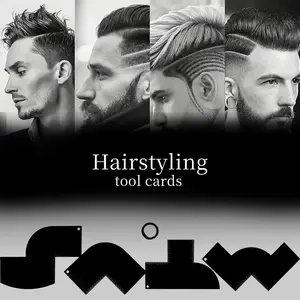 Men's Hair Styling Comb Set, Durable Plastic Precision Cutting Tool, Curve & Rectangular Parts, No Battery Needed, Textured Grip Handle, Haircut Kits