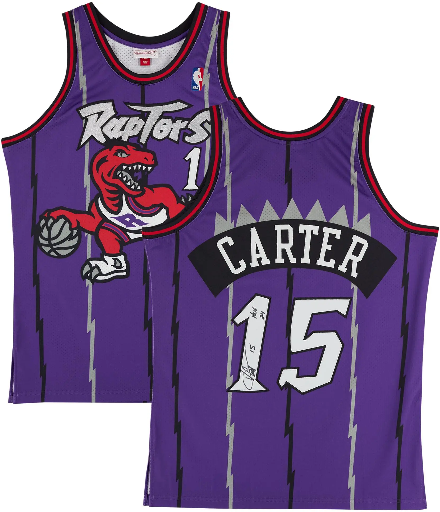 Vince Carter Toronto Raptors Autographed Mitchell & Ness Purple 1998-99 Authentic Jersey with "24 HOF" Inscription - Fanatics Authentic Certified