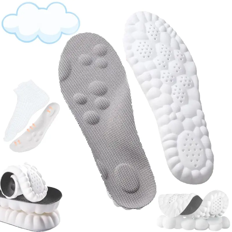 4D Cloud Technology Cushioned Contour Support Insole Pads & Heel Liners for Adults - Premium U-Shape Memory Foam Inserts, Comfy Shock-Absorbing, Arch Pain Relief, Plantar Fasciitis Relief, All Seasons Fit for Men’s & Women’s Shoes