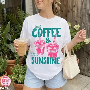 Iced Coffee and Sunshine Shirt, Iced Coffee Shirt, Coffee Lover Gift, Summer Graphic Tee, Summer Vibes Shirt, Coffee TShirt, Comfort Colors