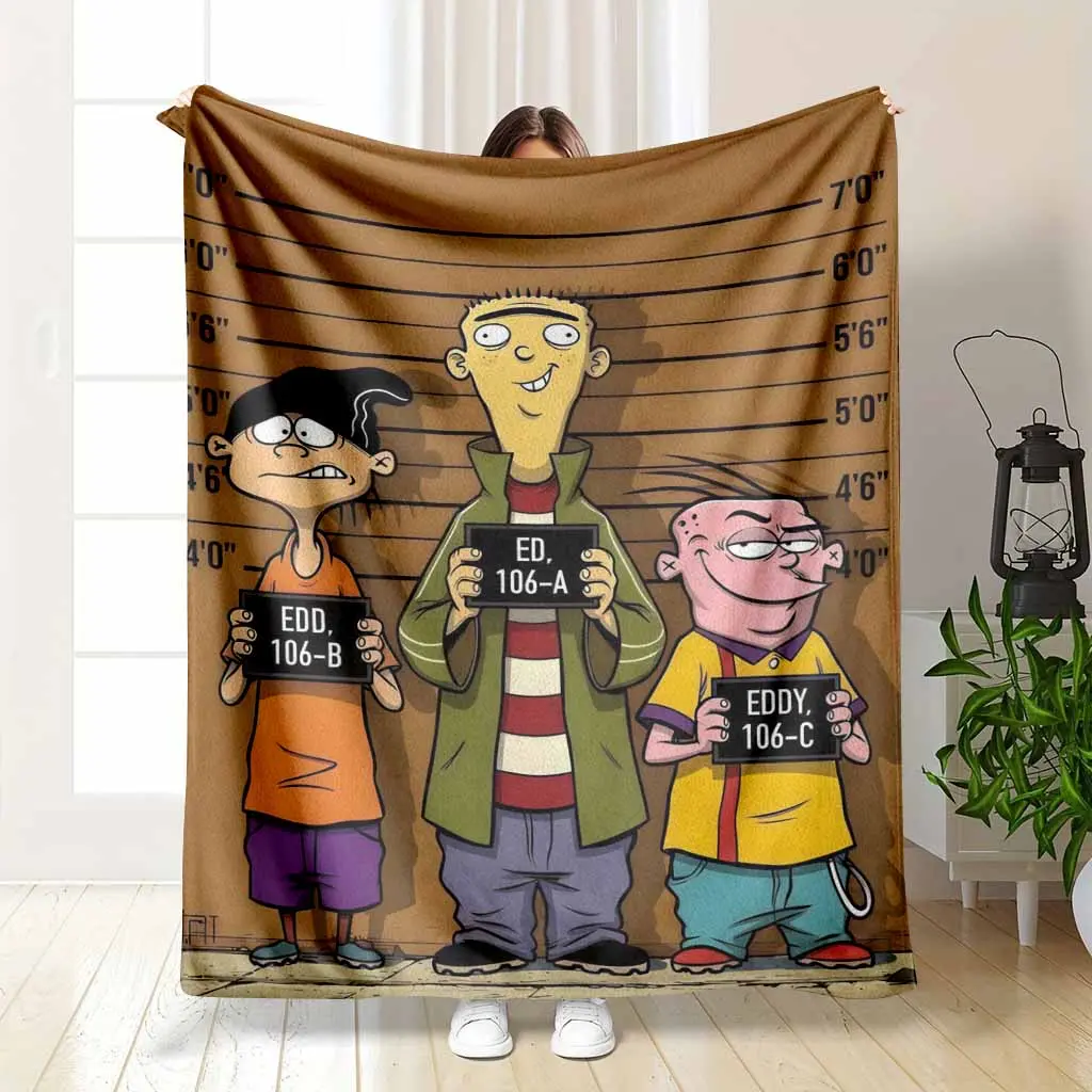 Cartoon Trio Mugshot Flannel Fleece Blanket - Iconic Police Lineup Graphic, Ultra Soft Plush Lightweight, Whimsical, Illustrated Character Art, Text Graphic Blankets for Living Room, Birthday Gift, Cartoon Character And Text Graphic Blankets, Character Ar