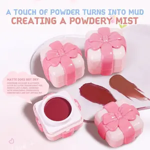 【Buy One Get One Free, Colors Can Be Chosen Freely】Milk Cake Mist Lip Mud, Bowknot Gift Box Set, Mud Mist Texture Lightweight & High Coverage, Milk Cream Silky Hides Lip Lines, Long-Lasting Matte Non-Drying, 6 Colors Optional