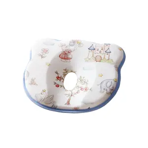 Baby Elephant Print Head Shaping Pillow - Soft Memory Foam Newborn Pillow, Cute Animal Design for Crib/Bassinet, Comfortable Neck Support Pillow for Infants 0-12 Months