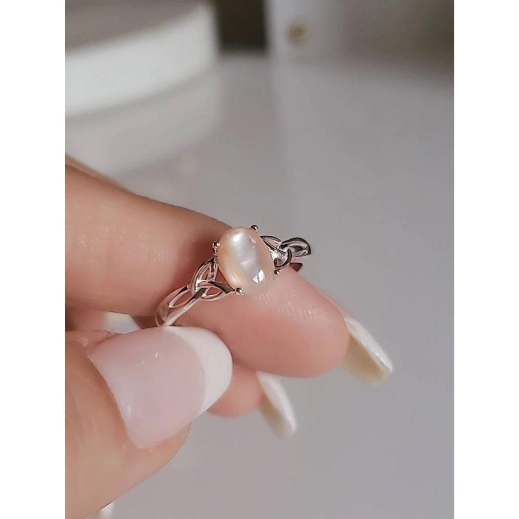 Sterling Silver Celtic Pink Mother of Pearl Ring