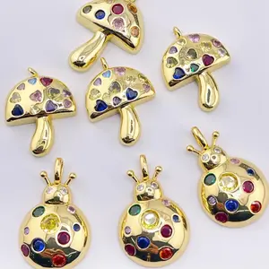 Adjustable Mushroom and Ladybug Necklaces, Stainless Steel Jewelry for Layering.