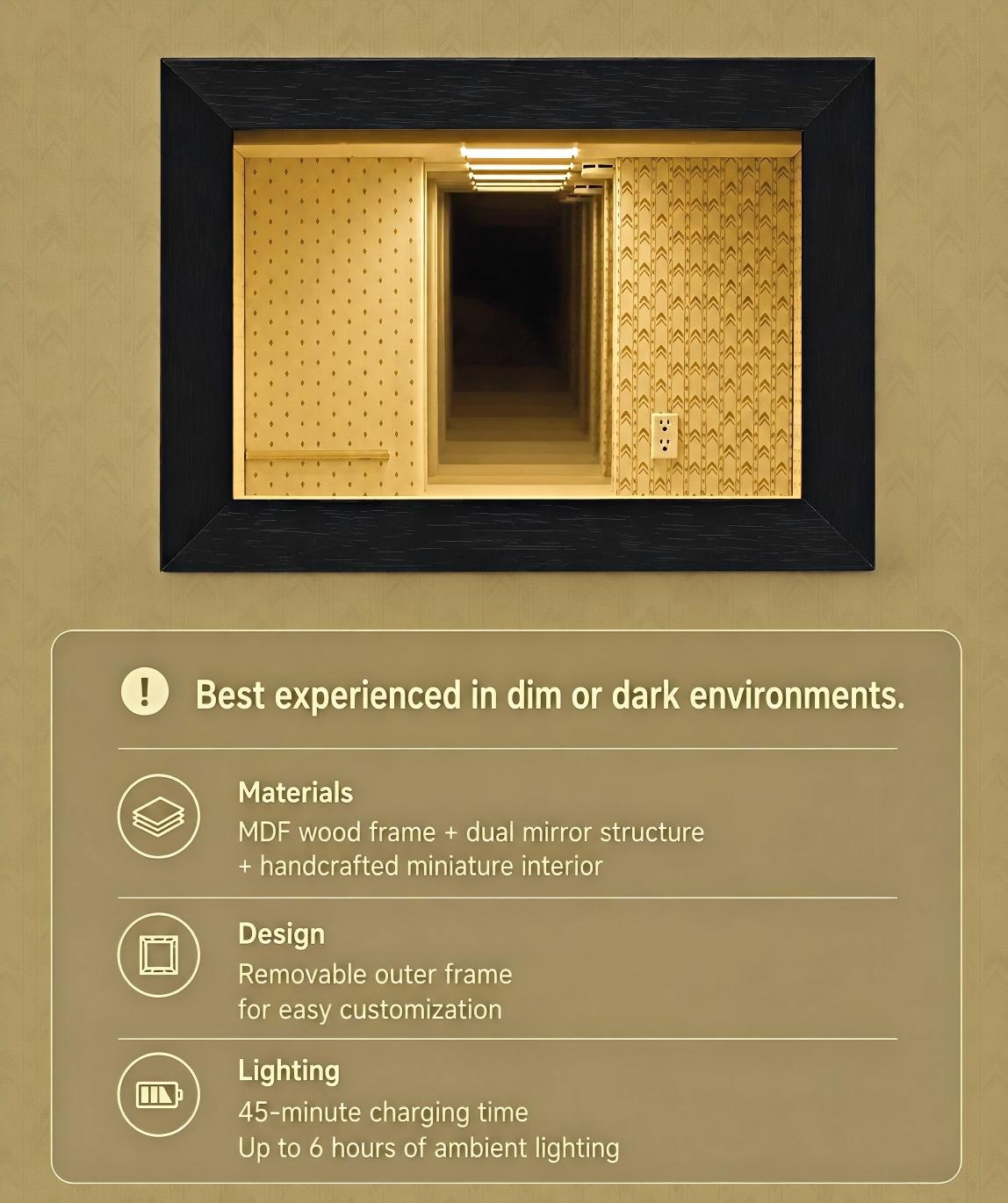Backrooms Level 0 Infinity Mirror Frame - Liminal Space Shadow Box, Home Decorative Mirror, Modern Minimalist Room Accessories Wall Decor Backrooms Level 0 Infinity Mirror Frame - Liminal Space Shadow Box, Home Decorative Mirror, Modern Minimalist Room Accessories Wall Decor