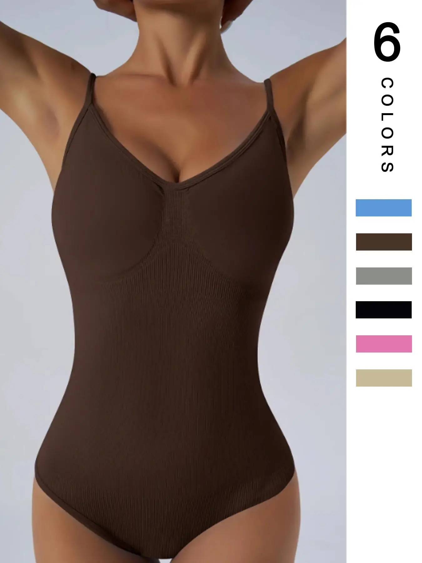 Women's Solid Backless Sleeveless Sports Bodysuit, Bodysuit Shapewear, High Stretch Seamless Quick Drying Cami Bodysuit for Yoga Gym Workout Running,