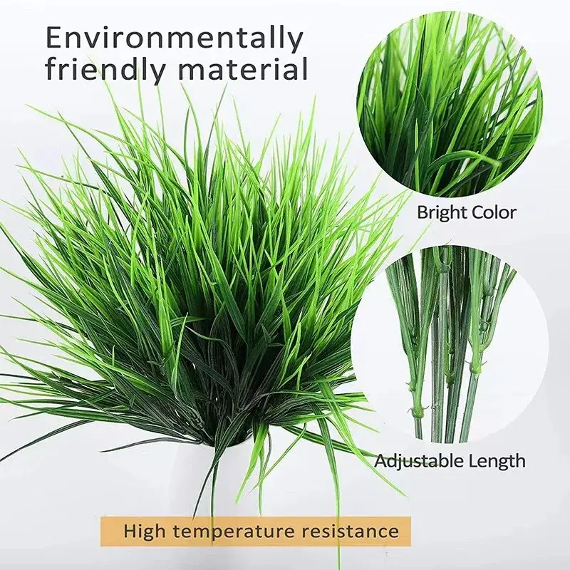4pcs Plastic Wheat Grass Artificial Plants Shrub Greening Landscaping Decor Artificial Grass Green Plants Wedding Spring Summer Living Room Christmas Home Decoration