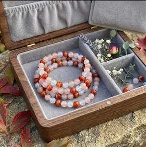 Genuine 4mm Rose Quartz Moonstone Carnelian Mixed Bead Stretch Bracelet Love Peace Vitality Crystal Jewelry