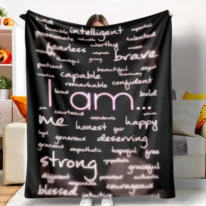 Inspirational Affirmations Flannel Blanket Positive Words Typography Print Soft Cozy Warm Lightweight for Bedroom Sofa Office Meditation Gift