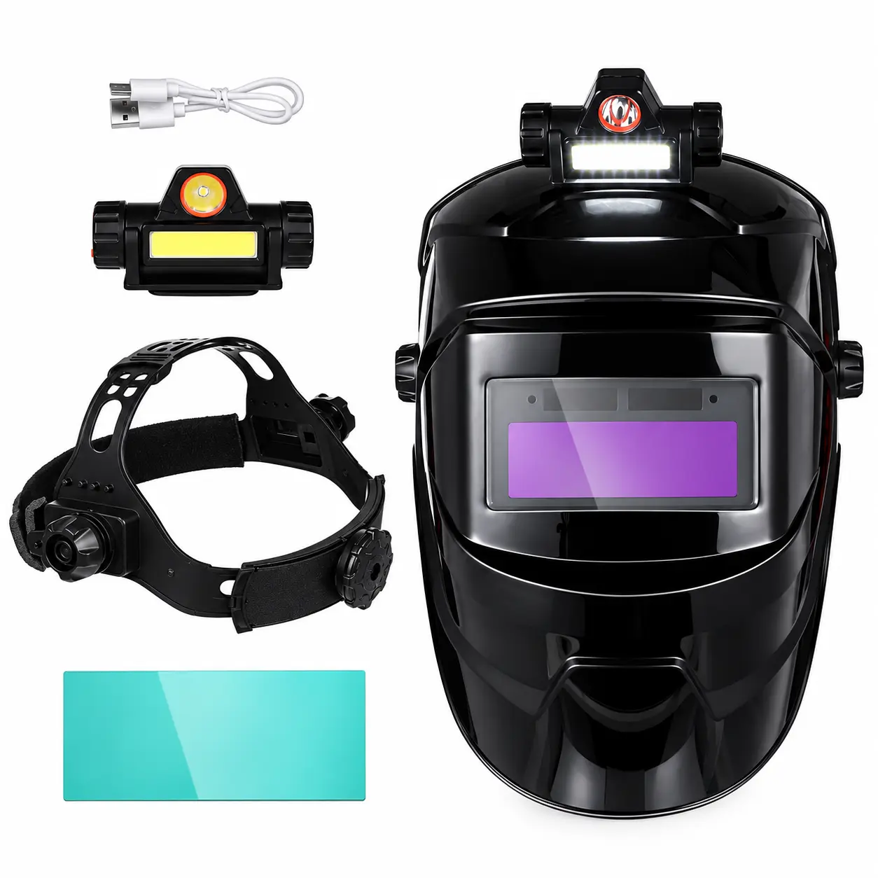 Head Mounted  and PP Shell with Large Viewing Screen true color solar Darkening Auto Welding Helmet