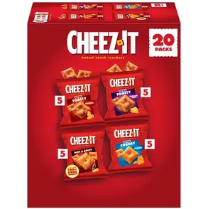 Cheez-It Baked Snack Crackers, Lunch Snacks, Variety Pack, 20oz Box (20 Pouches)