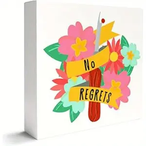 Sewing Lover Gifts for Women Men Sewers Quilter, Quilting Crafting Gifts for Women Mom Quilter, Sewer Crafter Gifts for Women Men Mom, Sewing Quilting Decorations for Home Sewing Room, No Regrets 5x5 inch