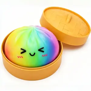Cute Dumpling Squishy Toy , Rainbow & Classic Bao Designs, Stress Relief Fidget Sensory Squeeze Toy for Kids, Party Favors Gift,summerwins