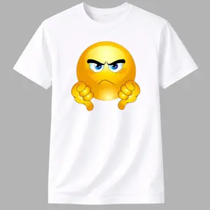 Menswear Short-Sleeve Round Neck T-Shirt - Funny Disapproving Smiley Face, Thumbs Down Emoji Graphic Top, Sarcastic Meme Aesthetic Streetwear by Ms. Lauren Charles Design