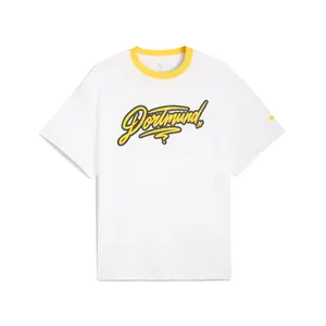 PUMA Mens Hoops X Borussia Dortmund Graphic Crew Neck Short Sleeve Casual Tops Casual - White