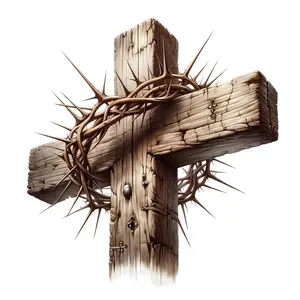 Cross and Crown Of Thorns Direct To Film Print, DTF Print, Ready To Press Print For T-Shirts