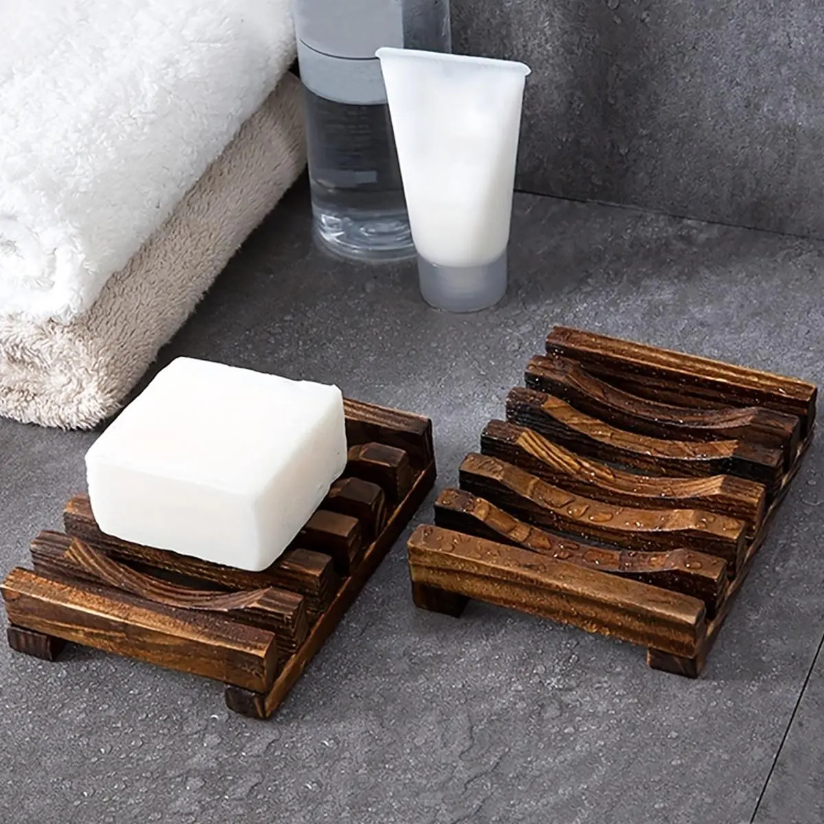 Wooden Soap Dish, Soap Tray, 1 Count Hollow out Soap Bar Holder, Soap Drain Storage Box for Home, Bathroom Supplies, Bathroom Accessories