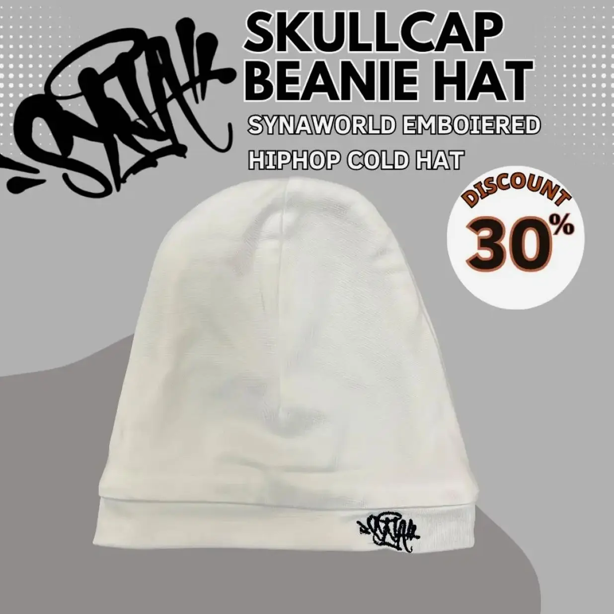 SynaWorld Knitted Skull Hat Men's Casual Beanie Hat with Embroidery Print, Syna Beanie Hat Men Women Paragraph Quality hat Y2k