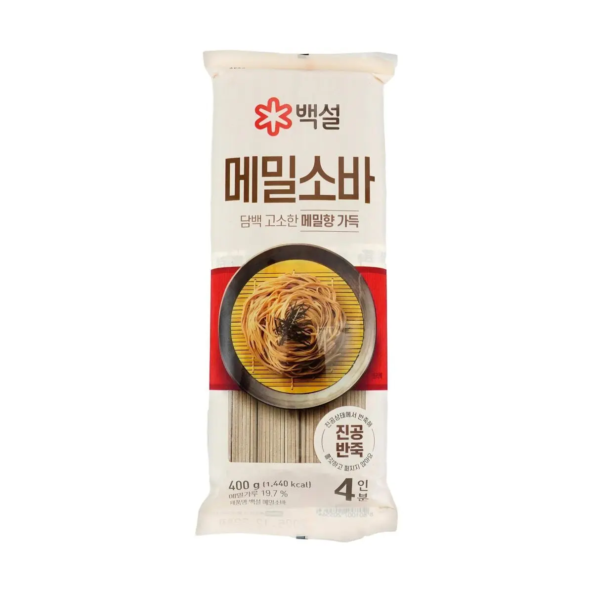 BEKSUL Korean Buckwheat Noodles (400g) - Low Fat, Nutritious Cold Noodles, Healthy Soba Pasta for Authentic Korean Cuisine