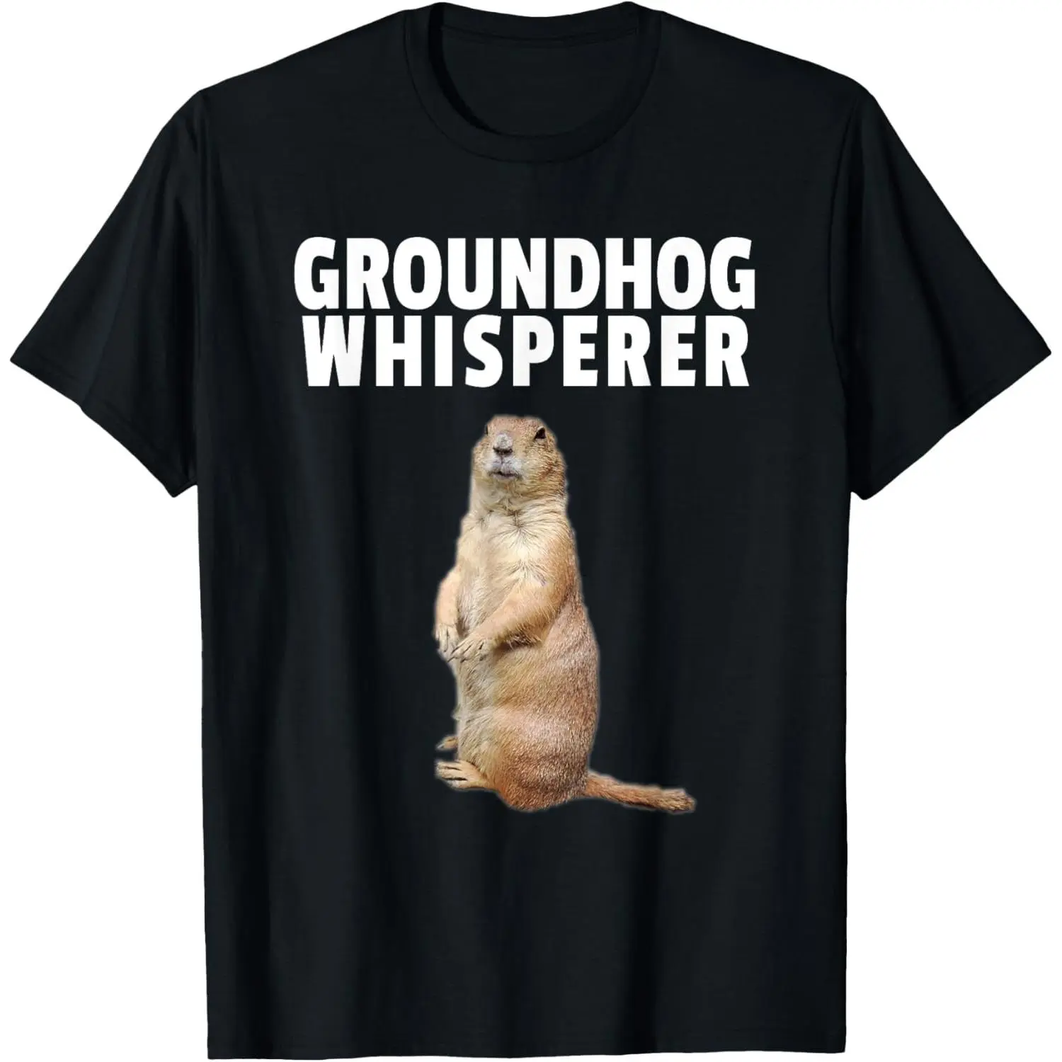 Men's Groundhog Whisperer Graphic T-Shirt, Casual Short Sleeve Top in Soft 100% Natural Cotton Fabric for Daily Wear & Sports, Fashion Apparel, Sensitive Skin, Moisture Absorb, Regular Fit, No Irritation, Round Neck, Streetwear, Shortsleeve, Tshirt, Mensw