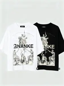 ANANKE Mother of Fate Heavyweight Cropped Tee - 100% Cotton, Breathable, Ribbed Crew Neck, Big Size, Stylish Menswear Top, Medium Weight 230 GSM, Boxy Fit, Soft Fabric, Streetwear Style Canvas Thick