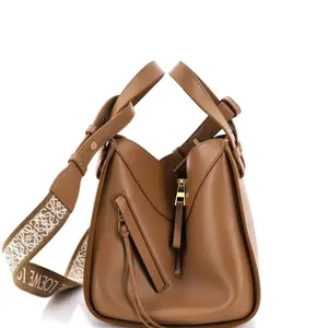 Pre-owned Loewe material Messenger Bags Monochrome Hammock Bag Leather with Logo Jacquard Strap Compact by Rebag