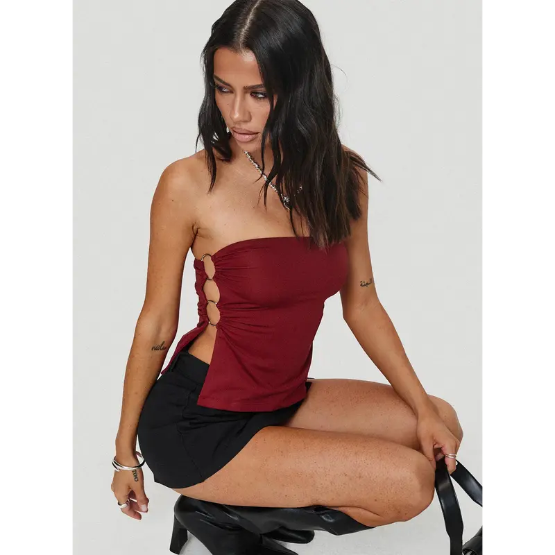 burgundy tube top dress Solrae Tube Top