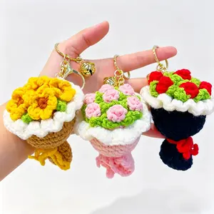 Mother's Day Handmade Crochet Keychain Charm, Creative Hand Knitted Pendant Gift Bag Ornament For Women Holiday Present