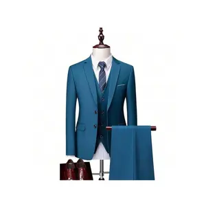 Men Slim Business Casual Suits Dress Three-Piece Set Jacket Pants Vest Male Wedding Groom Wedding Blazer Coat Trousers Waistcoat